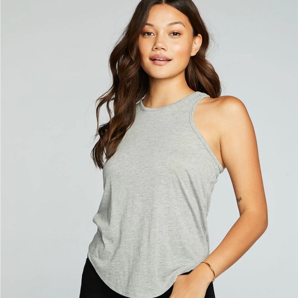 NWT - CHASER TANKTOP “VINTAGE SHIRT TAIL RUFFLE RACER BACK” - Picture 2 of 2